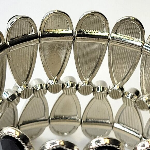 Women's Black Stretch Cuff Bracelet Wide Large Cuffs - Picture 5 of 8